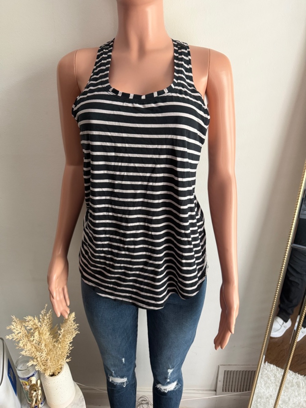 lululemon athletica Black and White Striped Tank